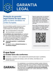 Garantia legal: aviso harmonizado da UE