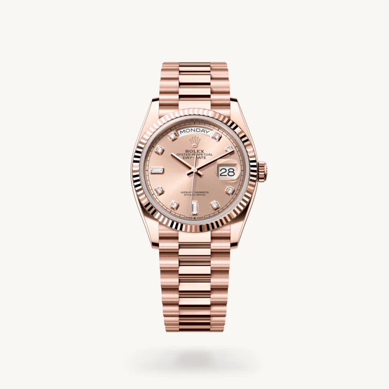 Rolex day-date em Oyster, 36 mm, ouro Everose m128235-0009 em Marcolino