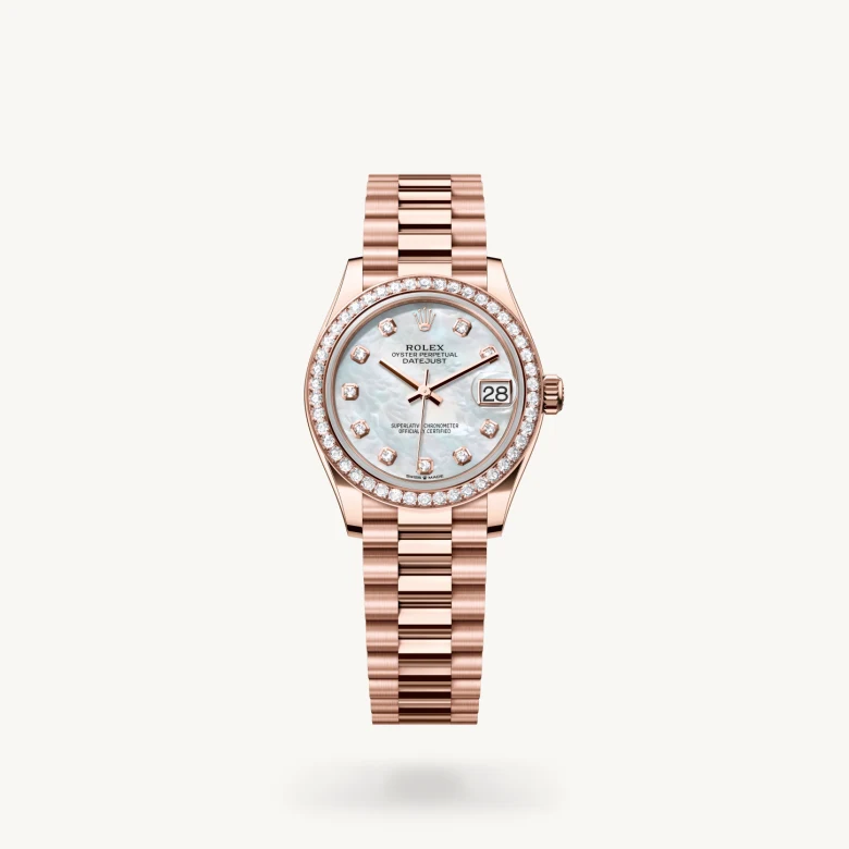 Rolex datejust em Oyster, 31 mm, ouro Everose e diamantes m278285rbr-0005 em Marcolino