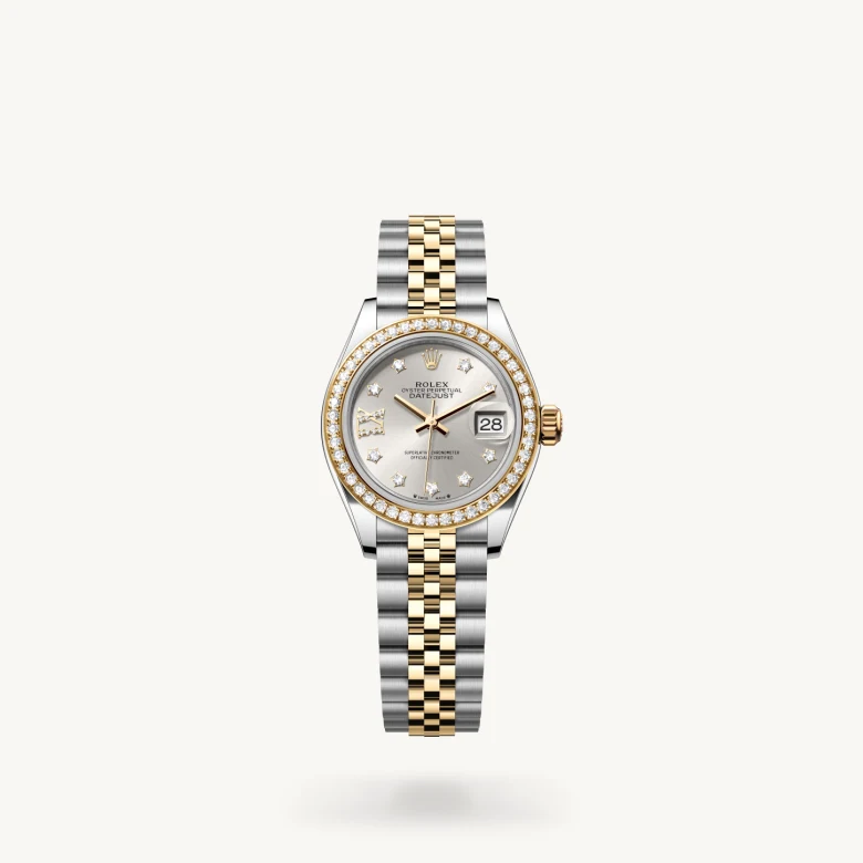 Rolex lady-datejust em Oyster, 28 mm, aço Oystersteel, ouro amarelo e diamantes m279383rbr-0003 em Marcolino