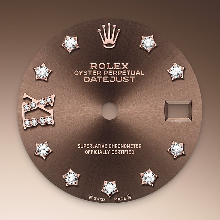 Rolex lady-datejust em Oyster, 28 mm, ouro Everose e diamantes m279135rbr-0001 em Marcolino