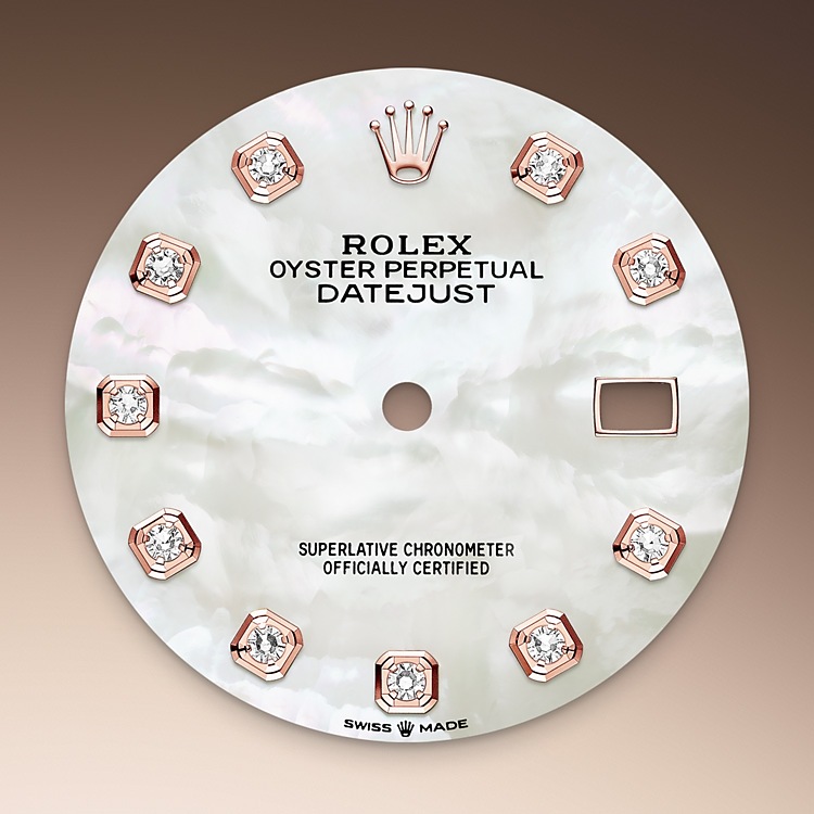 Rolex datejust em Oyster, 36 mm, aço Oystersteel, ouro Everose e diamantes m126281rbr-0009 em Marcolino