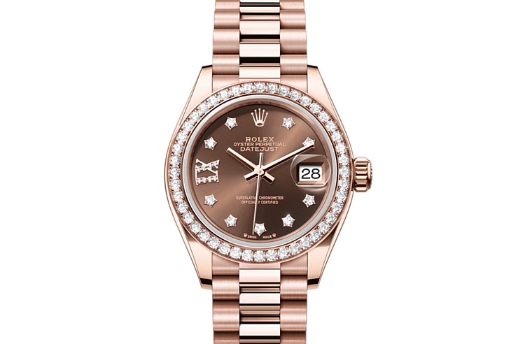 Rolex lady-datejust em Oyster, 28 mm, Everose gold and diamonds m279135rbr-0001 em Marcolino