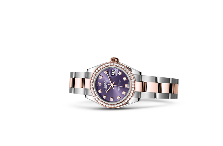 Rolex lady-datejust em Oyster, 28 mm, aço Oystersteel, ouro Everose e diamantes m279381rbr-0016 em Marcolino