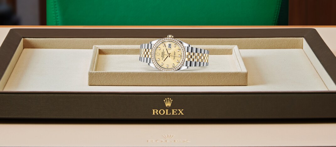 Rolex datejust em Oyster, 36 mm, aço Oystersteel, ouro amarelo e diamantes m126283rbr-0031 em Marcolino
