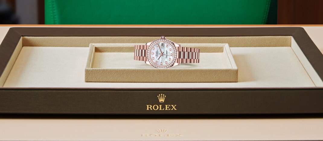Rolex datejust em Oyster, 31 mm, ouro Everose e diamantes m278285rbr-0005 em Marcolino