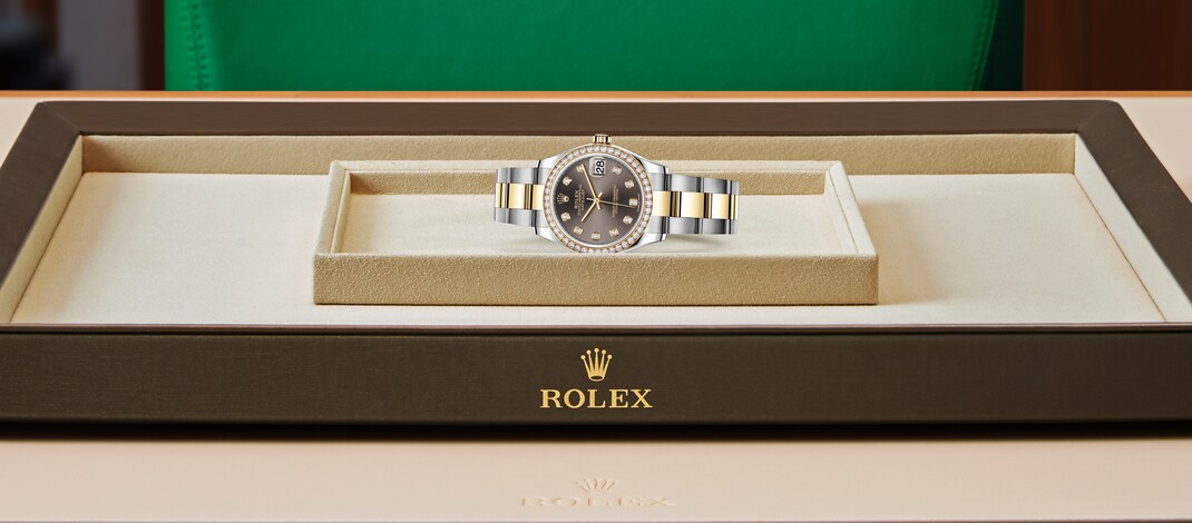 Rolex datejust em Oyster, 31 mm, aço Oystersteel, ouro amarelo e diamantes m278383rbr-0021 em Marcolino