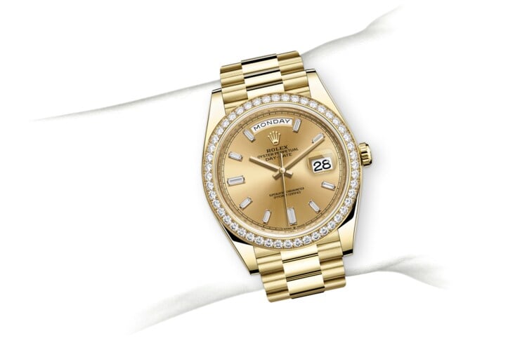 Rolex day-date em Oyster, 40 mm, yellow gold and diamonds m228348rbr-0002 em Marcolino