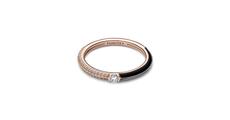 Imagem 14k Rose gold-plated ring with clear cubic zirconia and blac