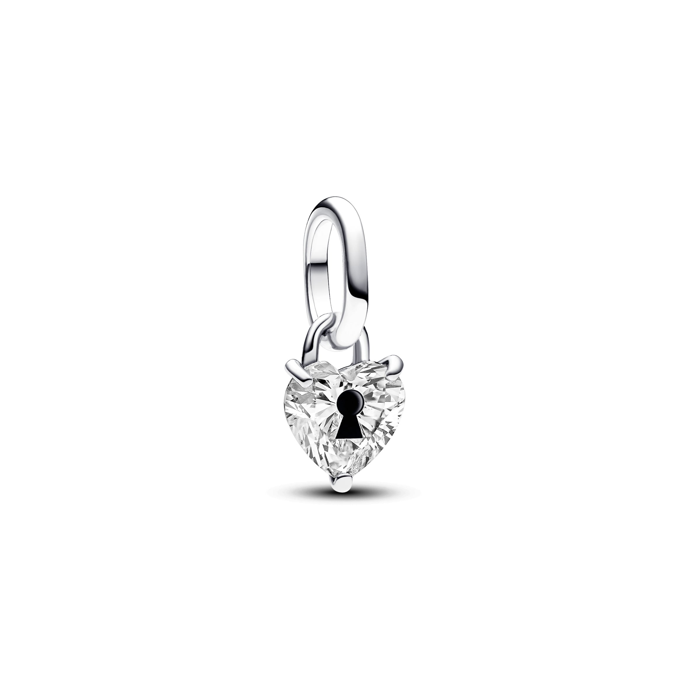 PANDORA Keyhole heart sterling silver mini dangle with clear (Ref ...