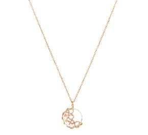 Colar Calgaro Ouro Rosa com Cristial de Rocha