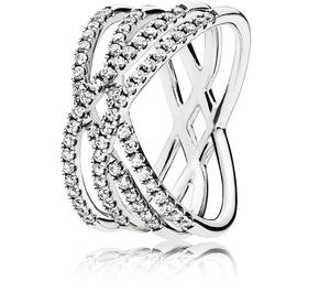 Silver ring with clear cubic zirconia