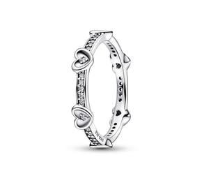 Hearts sterling silver ring with clear cubic zirconia