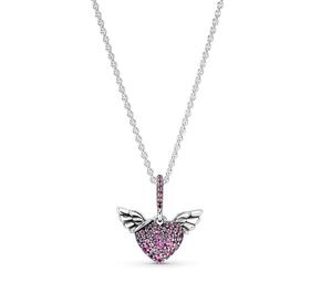Colar Pavé Heart & Angel Wings