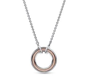 Colar Pandora Signature Dois Tons Logo & Pavé