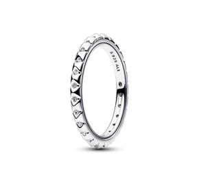 Sterling silver pyramid studded ring with clear cubic zircon