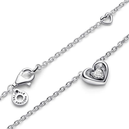 Pandora Heart sterling silver collier with clear cubic zirconia - vista lateral 392494C01-45