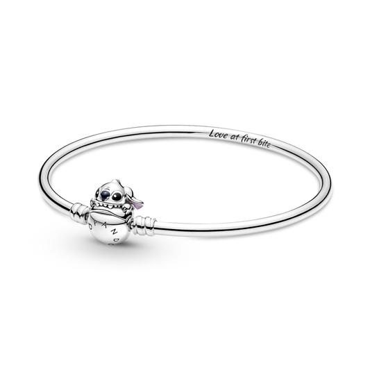 Pandora Disney Stitch sterling silver bangle with black, blue and pu - vista frontal 591683C01-21