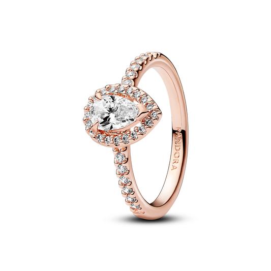 Pandora 14k Rose gold-plated ring with clear cubic zirconia - vista frontal 182835C01-54