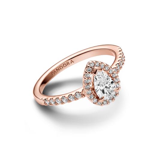 Pandora 14k Rose gold-plated ring with clear cubic zirconia - vista lateral 182835C01-54