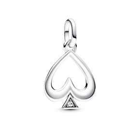Spade sterling silver medallion with clear cubic zirconia