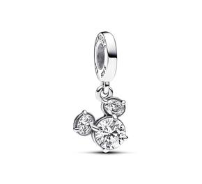 Disney Mickey silhouette sterling silver dangle with clear c