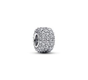 Sterling silver charm with clear cubic zirconia