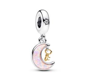 Moon and key sterling silver and 14k gold-plated dangle with