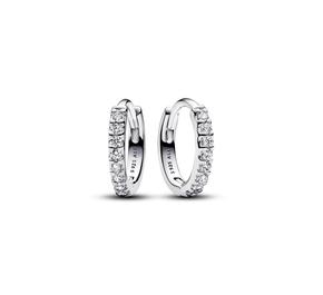 Sterling silver hoop Brincos with clear cubic zirconia