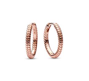 Snake chain pattern 14k rose gold-plated hoop earrings