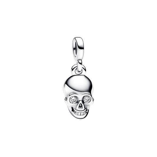 Pandora Skull sterling silver mini dangle with clear cubic zirconia - vista frontal 792804C01