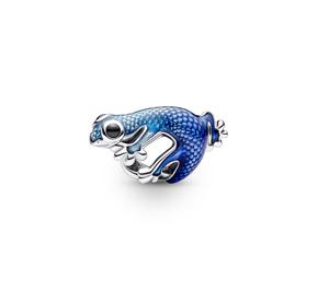 Gecko sterling silver charm with black crystal and shaded tr