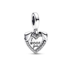 Heart & Dog Double Dangle Charm