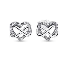 Sparkling Infinity Heart Stud Earrings