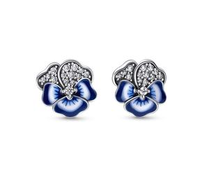 Pansy sterling silver stud earrings