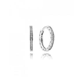 Sparkle & Pandora Logo Hoop Earrings