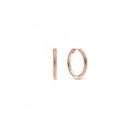 Snake chain pattern 14k rose gold-plated hoop earrings