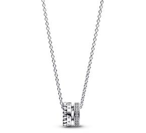 Colar Pandora Signature Logo Pavé & Beads