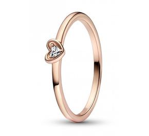Heart 14k rose gold-plated ring with clear cubic zirconia
