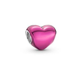 Conta Coração Rosa Metalizado