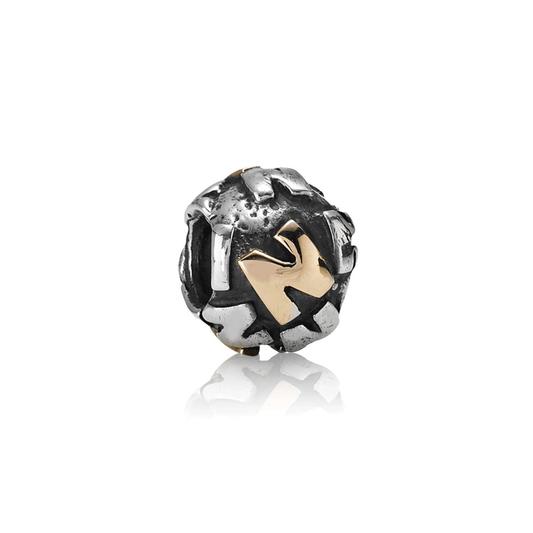 Pandora Silver Account with Gold Letter N - vista frontal 790298N