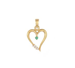 Berloque Ouro Amarelo com 1 Esmeralda