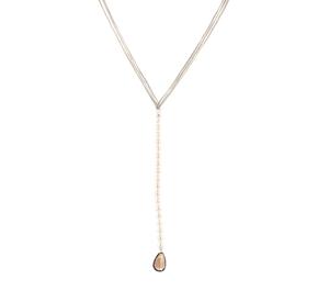 Colar Calgaro De Prata com Perolas e Quartz