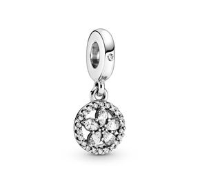 Sparkling Snowflake Circle Dangle Charm