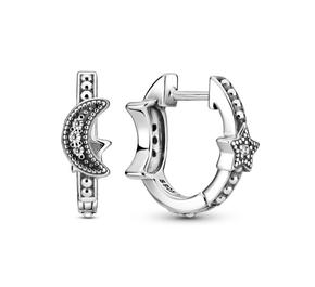 Crescent Moon & Stars Beaded Hoop Earrings