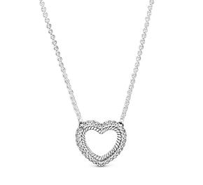 Pavé Snake Chain Pattern Open Heart Collier Necklace 4,8g