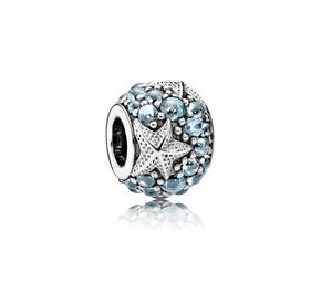 Starfish silver charm with frosty mint cubic zirconia