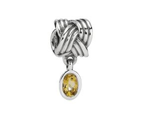 Abstract silver dangle with whisky quartz