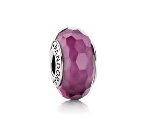Abstract faceted silver charm with purple murano glass