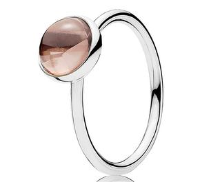Silver ring with blush pink crystal, 8 mm